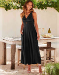 ANRABESS Wide Leg V-Neck Jumpsuit with Adjustable Straps